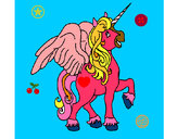 Dibujo Unicornio con alas pintado por 09876