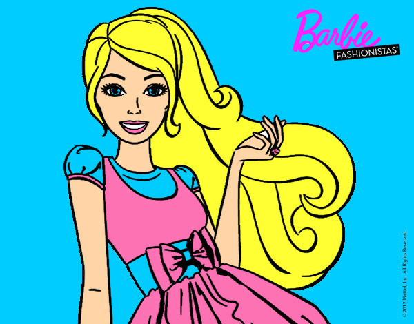 Dibujo Barbie con su vestido con lazo pintado por mar231002