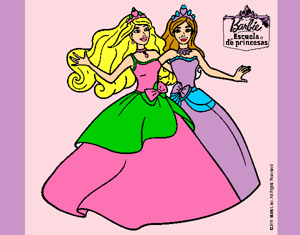 Dibujo Barbie y su amiga súper felices pintado por mar231002