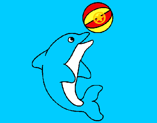Dibujo Delfín jugando con una pelota pintado por peterg