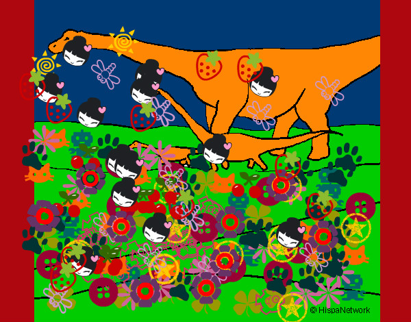 Dibujo Familia de Braquiosaurios pintado por samiralex