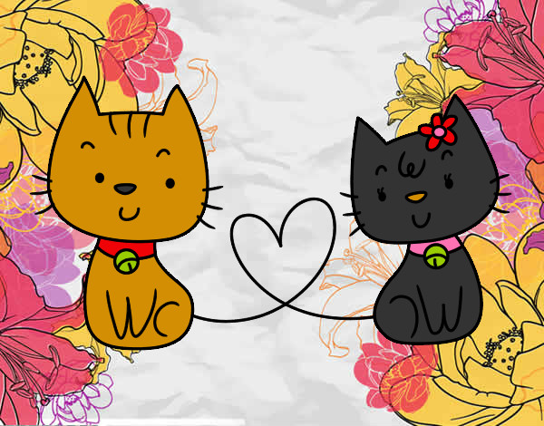 Dibujo Gatos enamorados pintado por Mayg