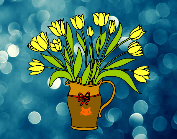 Dibujo Jarrón de tulipanes pintado por mariayoshu