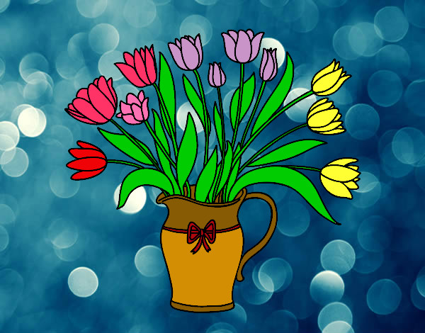 Dibujo Jarrón de tulipanes pintado por mariayoshu
