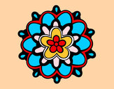 Dibujo Mándala con una flor pintado por puchini