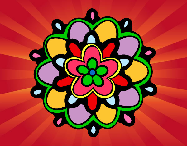 Dibujo Mándala con una flor pintado por gustadolf