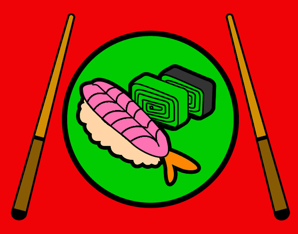 Dibujo Plato de Sushi pintado por maykeldiaz