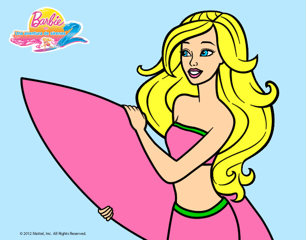 Dibujo Barbie va a surfear pintado por mar231002