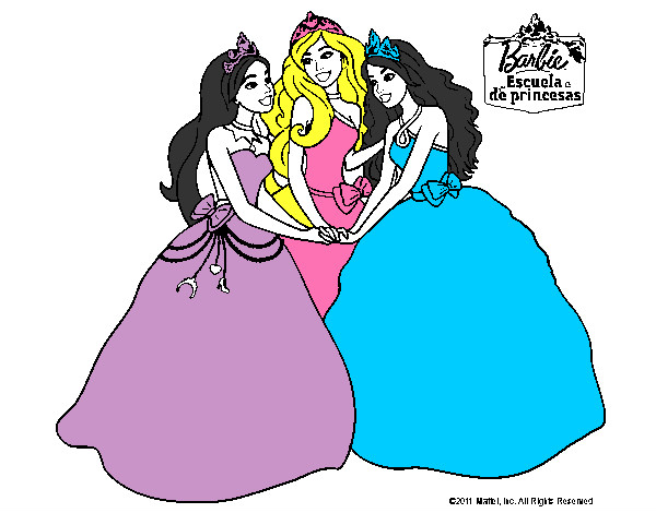 Dibujo Barbie y sus amigas princesas pintado por caritasol