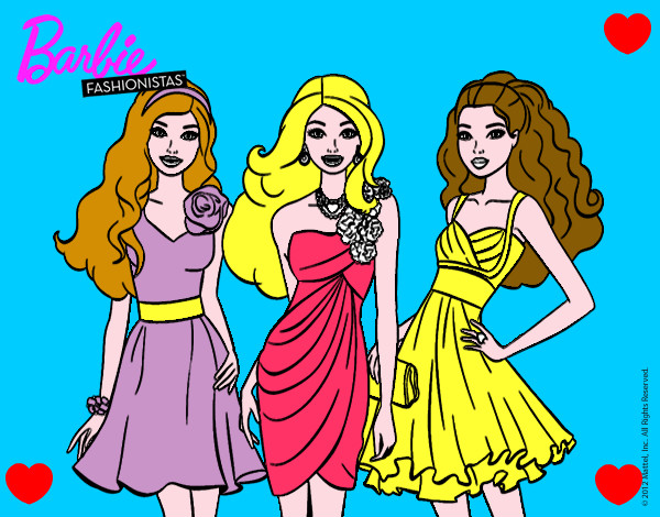 Dibujo Barbie y sus amigas vestidas de fiesta pintado por jng9