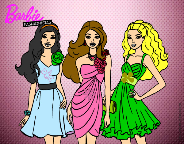 Dibujo Barbie y sus amigas vestidas de fiesta pintado por luna280