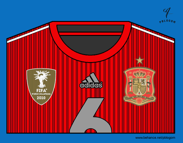 Dibujo Camiseta del mundial de fútbol 2014 de España pintado por Laurita007