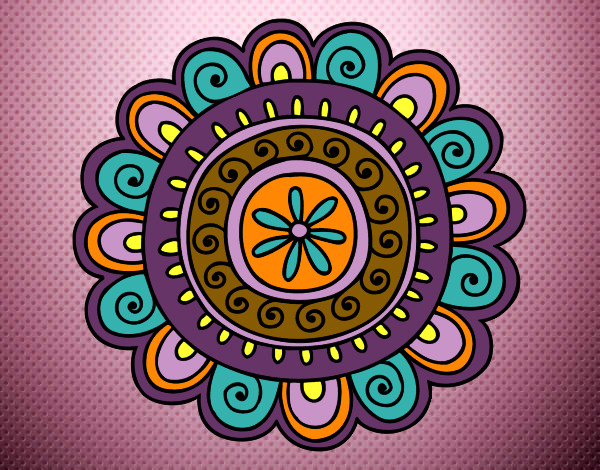 Dibujo Mandala alegre pintado por blanca