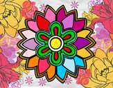 Dibujo Mándala con forma de flor weiss pintado por valuchi1D