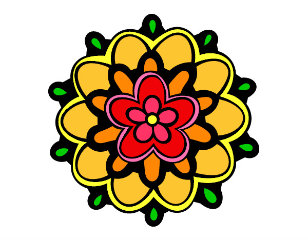 Dibujo Mándala con una flor pintado por diana7405