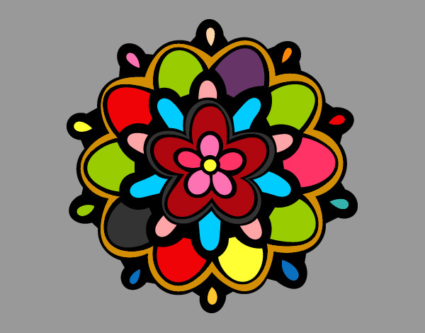 Dibujo Mándala con una flor pintado por suita