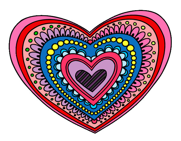 Dibujo Mandala corazón pintado por lindos