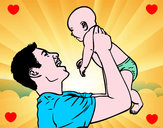Dibujo Padre y bebé pintado por YEREMI