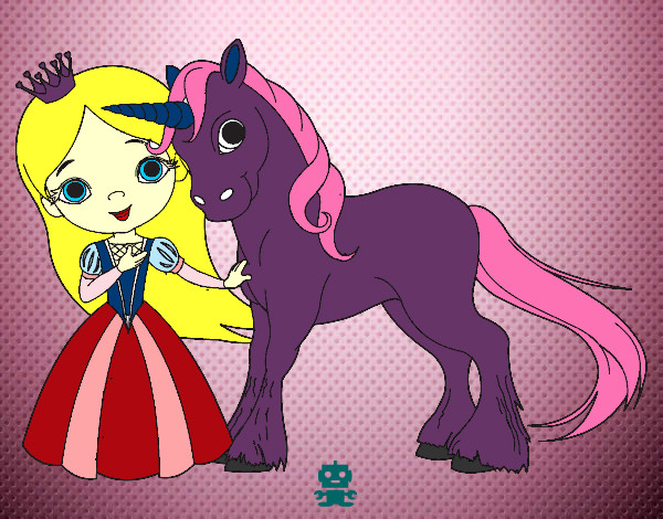 Dibujo Princesa y unicornio pintado por Lujitaa