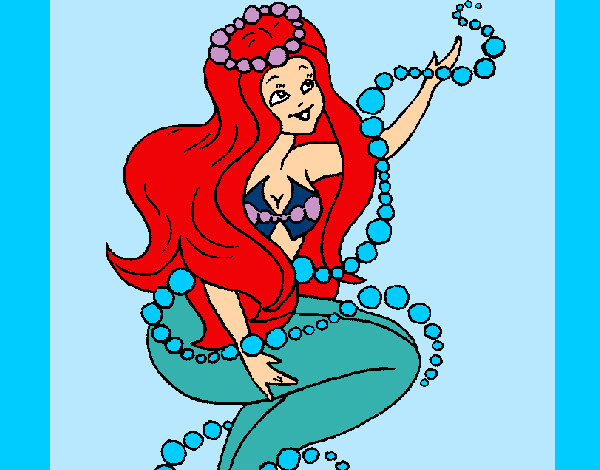Dibujo Sirena entre burbujas pintado por celes123