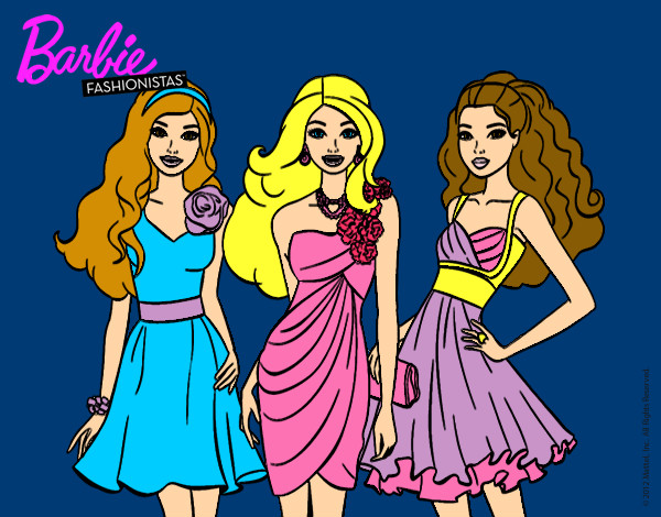 Dibujo Barbie y sus amigas vestidas de fiesta pintado por MariamAmin