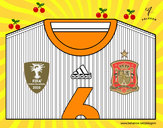 Dibujo Camiseta del mundial de fútbol 2014 de España pintado por xavi
