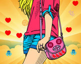 Dibujo Chica con bolso pintado por Belen8000
