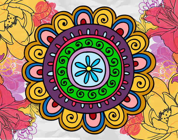 Dibujo Mandala alegre pintado por balbi
