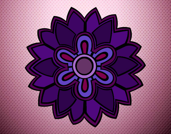 Dibujo Mándala con forma de flor weiss pintado por solesit