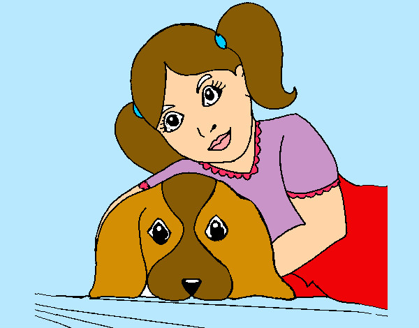 Dibujo Niña abrazando a su perro pintado por blancags10