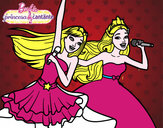 Dibujo Barbie y la princesa cantando pintado por pedroche