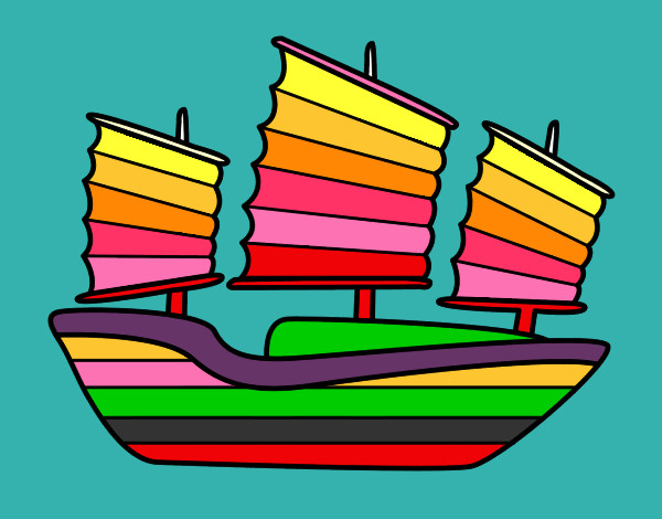 Dibujo Barco oriental pintado por kasamabe