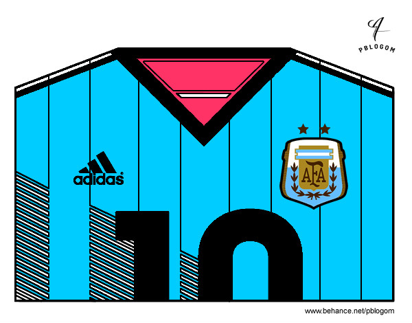 Dibujo Camiseta del mundial de fútbol 2014 de Argentina pintado por Elieser