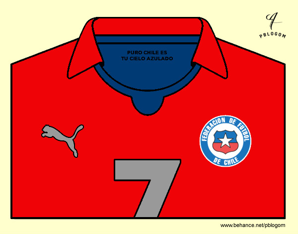 Dibujo Camiseta del mundial de fútbol 2014 de Chile pintado por nachu