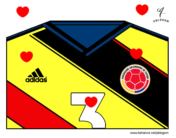 Dibujo Camiseta del mundial de fútbol 2014 de Colombia pintado por nachu