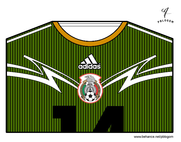Dibujo Camiseta del mundial de fútbol 2014 de México pintado por Elieser