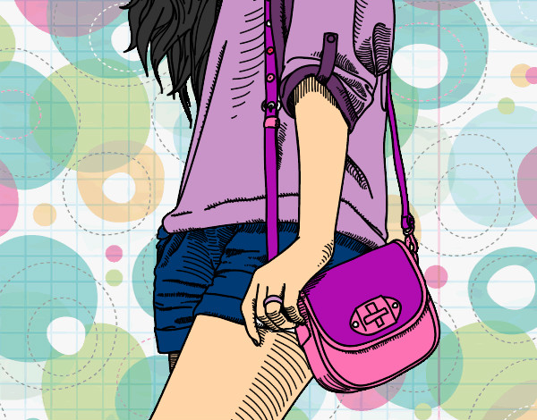 Dibujo Chica con bolso pintado por wichita