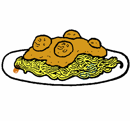 Dibujo Espaguetis con carne pintado por pedroche