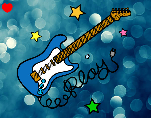 Dibujo Guitarra y estrellas pintado por giselzalaz