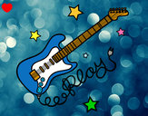 Dibujo Guitarra y estrellas pintado por giselzalaz