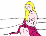 Dibujo Madre con su bebe pintado por pedroche