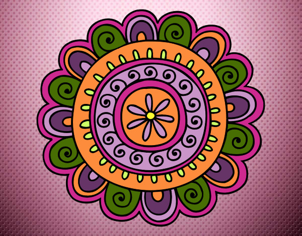 Dibujo Mandala alegre pintado por blanca