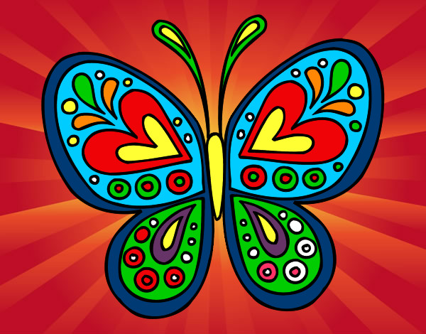 Dibujo Mandala mariposa pintado por lilico
