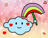 Dibujo Nube con arcoiris pintado por pric