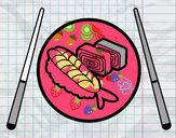 Dibujo Plato de Sushi pintado por pedroche