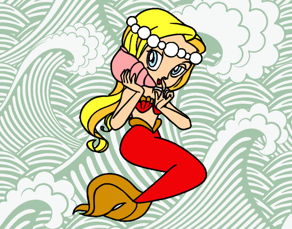 Dibujo Sirena con una caracola pintado por alicher