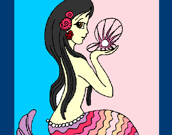 Dibujo Sirena y perla pintado por alicher