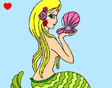 Dibujo Sirena y perla pintado por giselzalaz