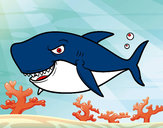 Dibujo Tiburón dentudo pintado por finncat