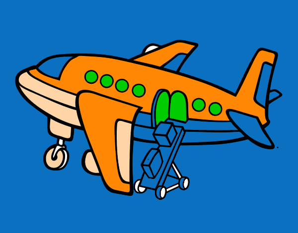 Dibujo Avión cargando equipaje pintado por stocn